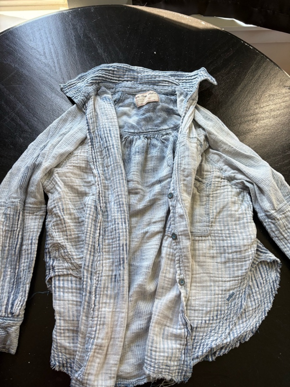 Free People Light Blue Washed Button-Down Shirt